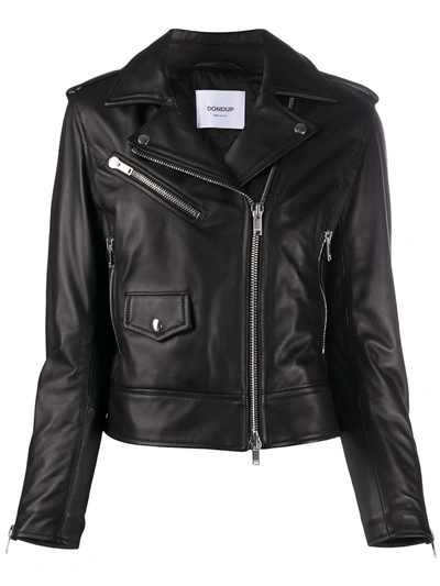 Dondup Zipped Biker Jacket In Black