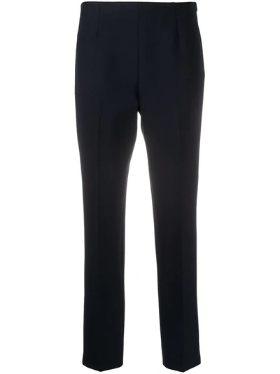 Peserico Viscose Blend Cropped Trousers In Blue