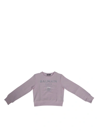 Balmain Kids' Sweatshirt With Front Logo In Pink