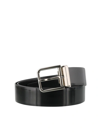 Dolce & Gabbana Smooth Leather Belt In Black
