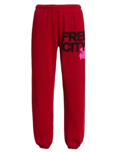 Free City Logo Sweatpants In Art Red