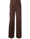Loulou Studio Sbiru Pleated Wool Straight-leg Pants In Brown