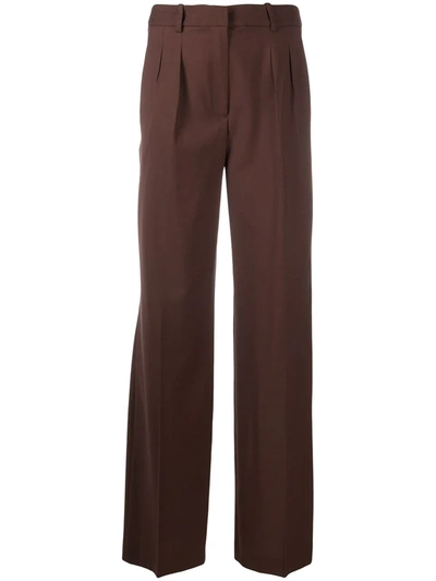 Loulou Studio Sbiru Pleated Wool Straight-leg Pants In Brown