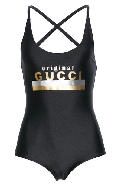 Gucci Women's Sparkling Jersey One-piece Swimsuit In Black