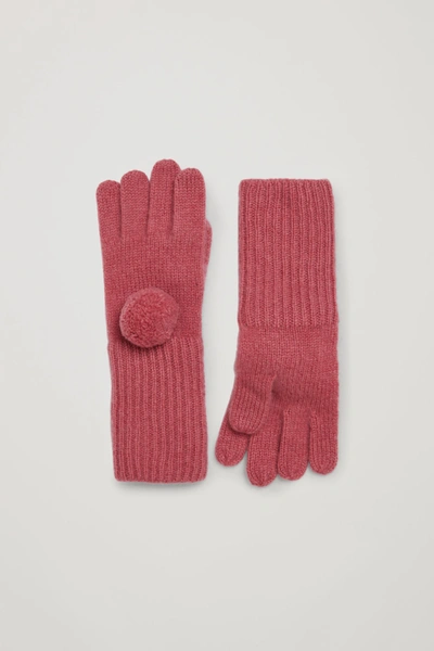 Cos Kids' Pom Pom Cashmere Gloves In Pink