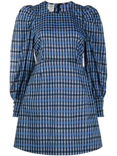 Baum Und Pferdgarten Aidine Long Sleeve Seersucker Minidress In Blue Gingham