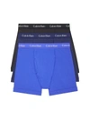 Calvin Klein 3-pack Moisture Wicking Stretch Cotton Boxer Briefs In Black,blue,cobalt