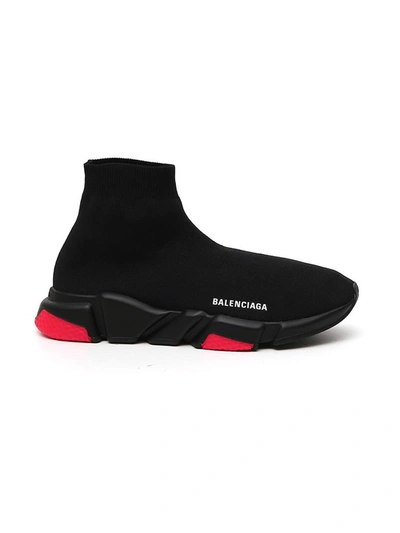 Balenciaga Speed Clear Sole Sneakers In Black/red/red/black