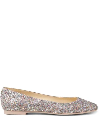 Jimmy Choo Modell Glow-in-the-dark Glitter Flats In Metallic