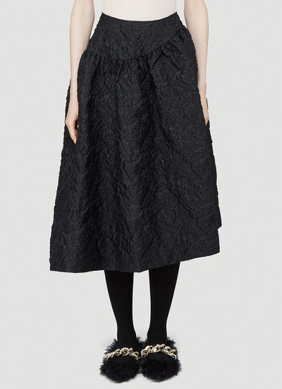 Simone Rocha Asymmetric Floral-cloqué Skirt In Black