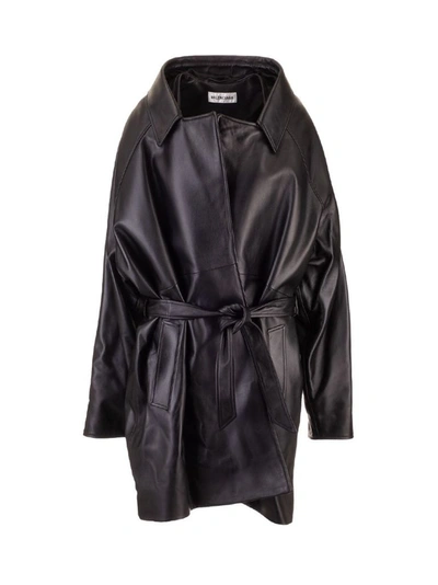 Balenciaga Women's Black Leather Outerwear Jacket