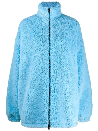 Balenciaga Oversized Light Blue Fleece Zip-up Jacket