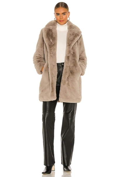 Apparis Maria Hooded Faux-fur Coat In Taupe