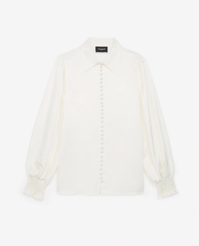 The Kooples Flowing Ecru Shirt With Smocked Cuffs