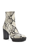 Vince Camuto Women's Erettie Lug Sole Platform Booties Women's Shoes In Black White Faux Leather