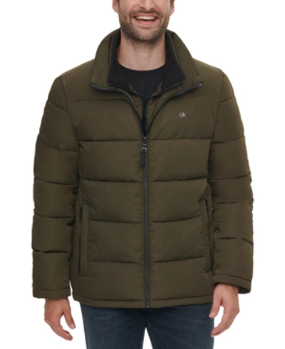 Calvin Klein Men's Big & Tall Full-zip Puffer Coat, Created For Macy's In Olive