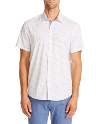 Tallia Men's Slim-fit Stretch White Dot Short Sleeve Shirt And A Free Face Mask With Purchase