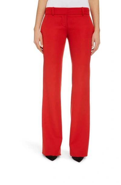 Balmain Low Waist Wool Bootcut Pants In Rouge