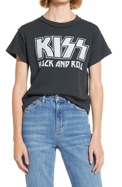 Daydreamer Kiss Rock And Roll Weekend Graphic Tee In Vintage Black