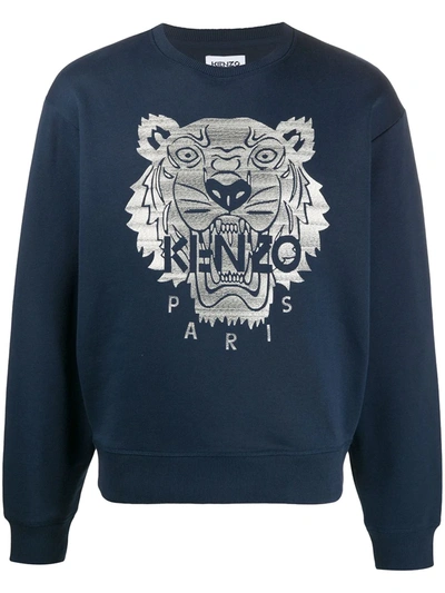 Kenzo Printed Cotton Sweatshirt In Blue
