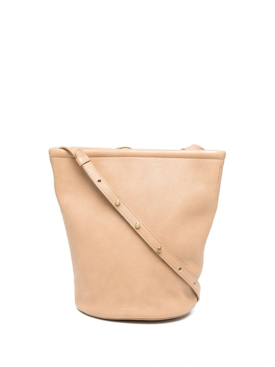 Mansur Gavriel Bucket Bag With Zip In Beige,brown