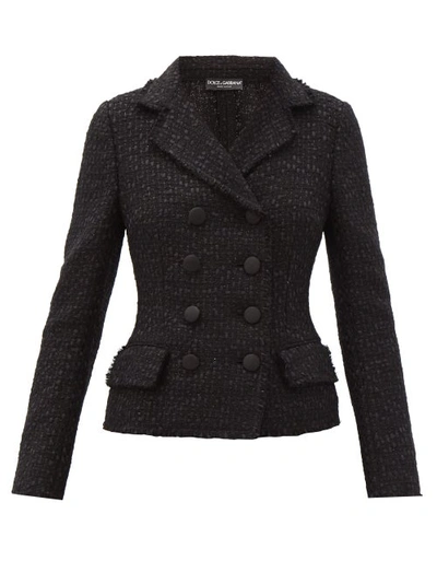 Dolce & Gabbana Double Breasted Tweed Jacket In Black