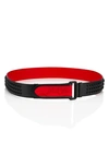 Christian Louboutin Men's Loubi Sneaker Spiked Belt In Black Red