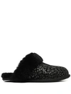 Ugg Women's Coquette Leopard-print Sheepskin Slippers In Black