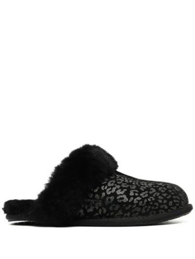 Ugg Women's Coquette Leopard-print Sheepskin Slippers In Black