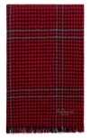 Mulberry Check & Houndstooth Wool Scarf In Scarlet