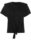 Isabel Marant Belita Tie-front Cotton T-shirt In Black