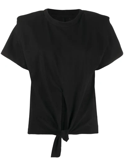 Isabel Marant Belita Tie-front Cotton T-shirt In Black