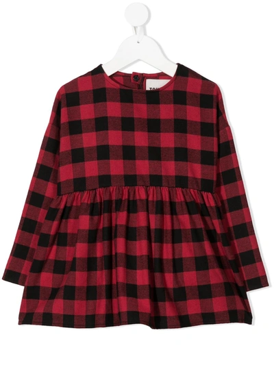 Touriste Kids' Check Flared Top In Red