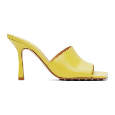 Bottega Veneta Yellow Stretch Heeled Sandals In 7102 Pear