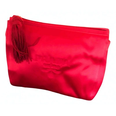 Pre-owned Prada Silk Clutch Bag In Red