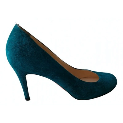 Pre-owned Christian Louboutin Simple Pump Velvet Heels In Blue