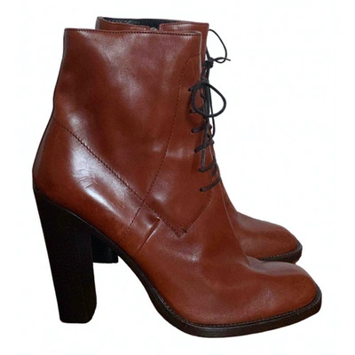 Pre-owned Jil Sander Leather Lace Up Boots In Brown