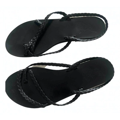 Pre-owned Ancient Greek Sandals Black Leather Sandals