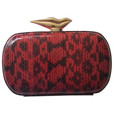 Pre-owned Diane Von Furstenberg Leather Clutch Bag In Red