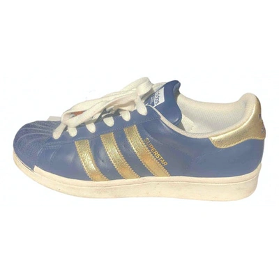 Pre-owned Adidas Originals Superstar Leather Trainers In Blue