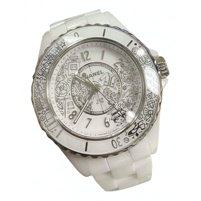 Pre-owned Chanel J12 Quartz White Steel Watch