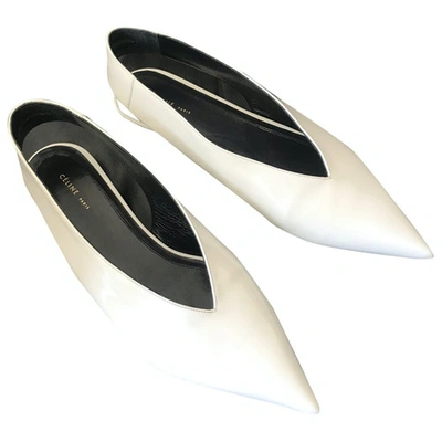 Pre-owned Celine White Patent Leather Ballet Flats