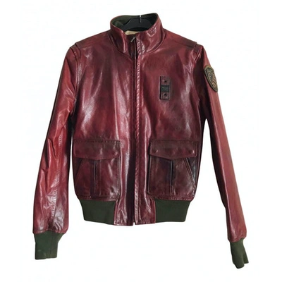 Pre-owned Blauer Leather Jacket In Burgundy