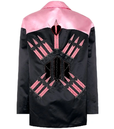 Valentino Loveblade Silk Jacket In Damas Nero|nero