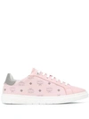 Mcm Low-top Leather Sneakers In Pink,grey,white