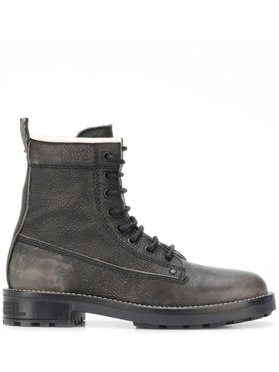 Diesel Ankle Lace-up Boots In Black