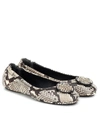 Tory Burch Minnie Leather Ballet Flats In Grigio