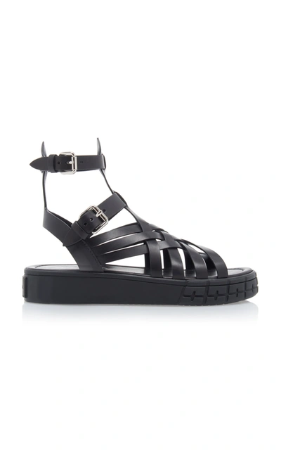 Prada Women's Woven Leather Platform Sandals In Black