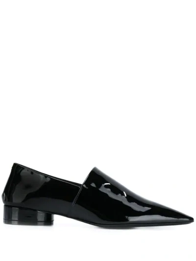 Maison Margiela 'step' Pointed Toe Contrast Stitch Leather Mules In Black