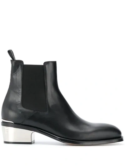 Alexander Mcqueen Silver-cap Leather Chelsea Boots In Black/silver